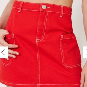 Urban Outfitters - BDG Bright Red Denim Cargo Utility Mini Skirt